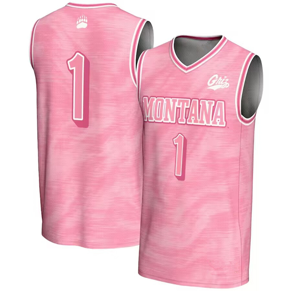 Men's Montana Grizzlies #1 Pink Stitched Jersey